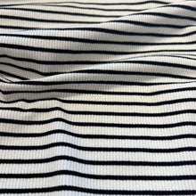 Load image into Gallery viewer, Cotton Spandex Striped Rib - White & Black