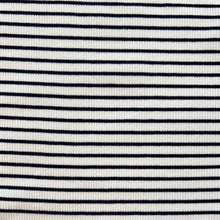 Load image into Gallery viewer, Cotton Spandex Striped Rib - White & Navy