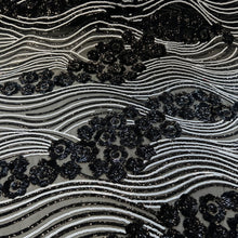 Load image into Gallery viewer, Floral Cocktail Embroidered Sequin - Black & White (Last Chance)