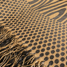 Load image into Gallery viewer, Italian Made Raffia Jacquard with Tassel Edge Designer End - Luca Natural & Black