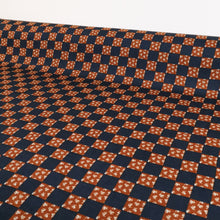 Load image into Gallery viewer, Daisy Check Rayon Print Deadstock - Navy & Tan