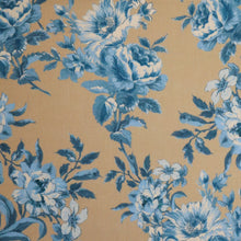 Load image into Gallery viewer, 100% Linen Print - Delancey Blue on Beige Romantic Floral