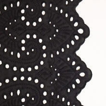 Load image into Gallery viewer, Embroidered Cotton with Scalloped Edge Designer End – Black