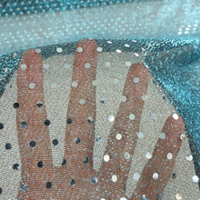 Load image into Gallery viewer, Glitter Dot Mesh Deadstock - Teal Blue