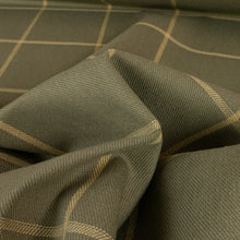 Load image into Gallery viewer, Italian 100% Cotton Windowpane Check Heavy Twill - Sage & Tan