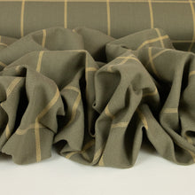 Load image into Gallery viewer, Italian 100% Cotton Windowpane Check Heavy Twill - Sage & Tan