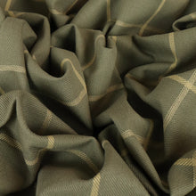 Load image into Gallery viewer, Italian 100% Cotton Windowpane Check Heavy Twill - Sage & Tan