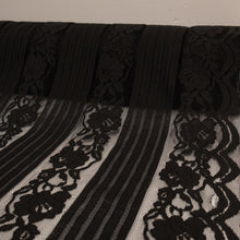 Load image into Gallery viewer, Stripe Floral Corded Lace Deadstock - Black