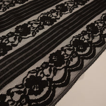 Load image into Gallery viewer, Stripe Floral Corded Lace Deadstock - Black