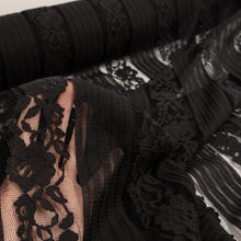 Load image into Gallery viewer, Stripe Floral Corded Lace Deadstock - Black
