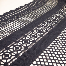 Load image into Gallery viewer, Geometric Stripe Guipure Lace Deadstock - French Navy