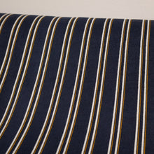 Load image into Gallery viewer, Cotton Preppy Double Stripe Print Deadstock - Navy, White & Mustard