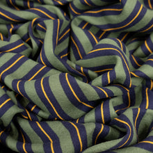 Load image into Gallery viewer, Cotton Preppy Double Stripe Print Deadstock - Army, Navy & Gold