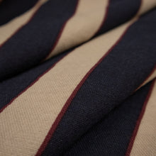 Load image into Gallery viewer, Cotton Preppy Stripe Print Deadstock - Beige, Navy & Wine
