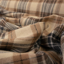 Load image into Gallery viewer, Brushed Cotton Plaid Deadstock - Beige, Taupe & Black