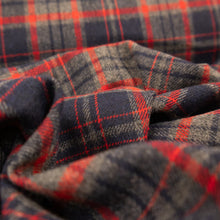 Load image into Gallery viewer, Brushed Cotton Plaid Deadstock - Grey, Red & Navy