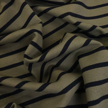 Load image into Gallery viewer, Striped Loop Back Sweatshirt - Khaki/Navy