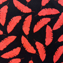Load image into Gallery viewer, Feather Printed Rayon Challis Print - Red and Black