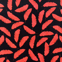 Load image into Gallery viewer, Feather Printed Rayon Challis Print - Red and Black