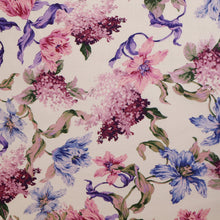 Load image into Gallery viewer, 100% Linen Pre-Washed Print - Mulberry Floral on White Base (Sold Out)