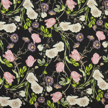Load image into Gallery viewer, Silk Chiffon Floral Print Designer End – Queens Wildflower on Black (Sold Out)