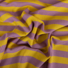 Load image into Gallery viewer, Aruba Rayon Spandex Striped Rib - Mauve & Mustard