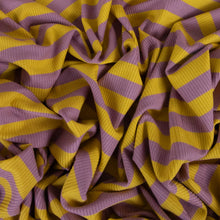 Load image into Gallery viewer, Aruba Rayon Spandex Striped Rib - Mauve & Mustard