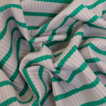 Load image into Gallery viewer, Grenada Cotton Spandex Striped Rib - Grey & Green (Last Chance)