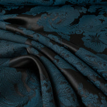 Load image into Gallery viewer, Sonata Two Tone Jacquard Satin – Petrol & Black