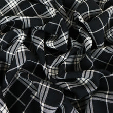 Load image into Gallery viewer, Viscose Crepe Windowpane Check Designer End - Black