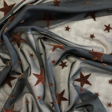 Load image into Gallery viewer, Star Flocked Stretch Mesh - Black/Brown