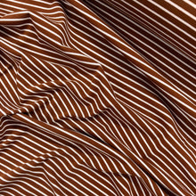 Load image into Gallery viewer, Cotton Spandex Striped Rib - Walnut &amp; White
