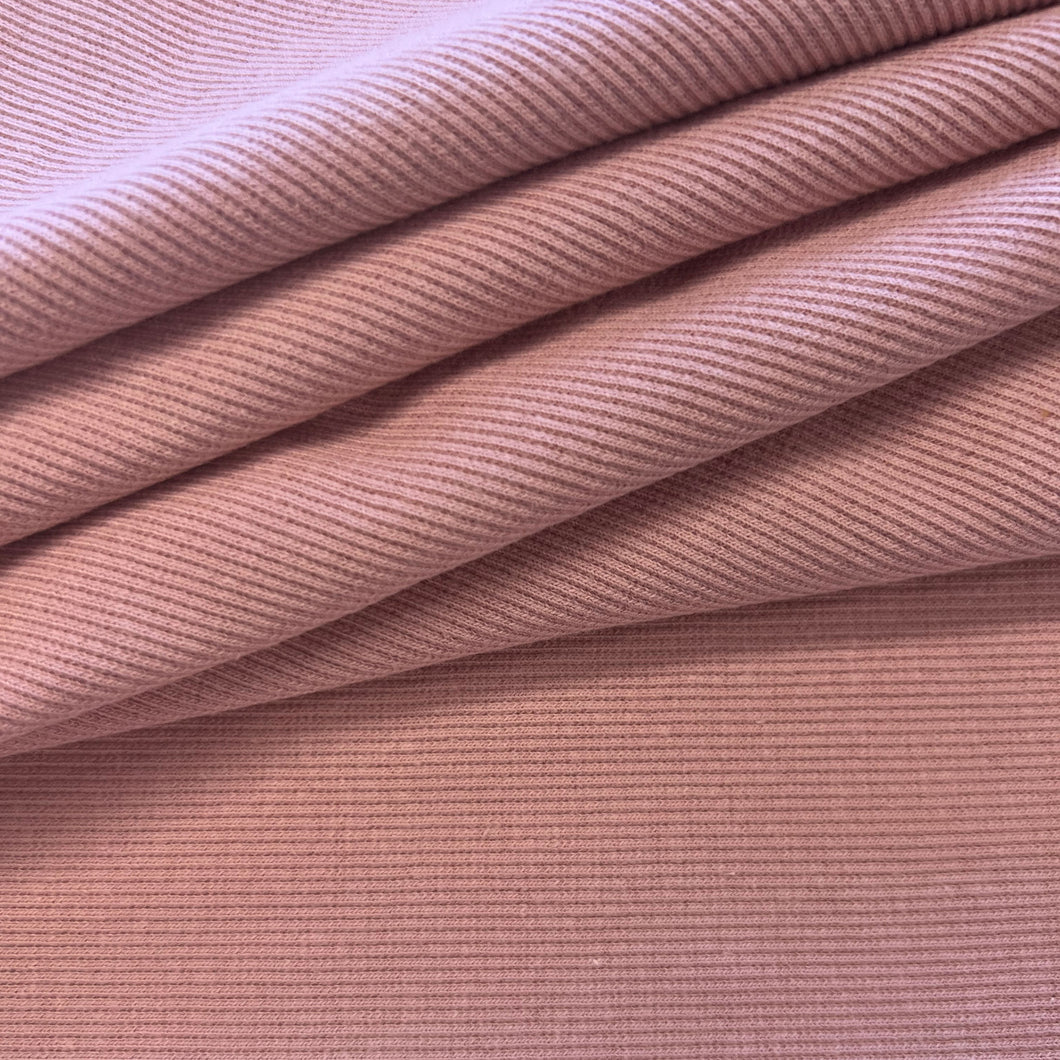 Cotton Elastane 2x2 Ribbing - Dusky Pink