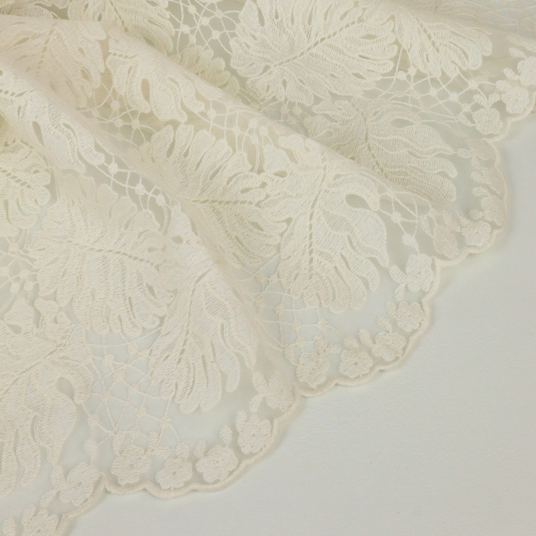 Embroidered Monstera Lace Designer End – Anise Vintage Cream