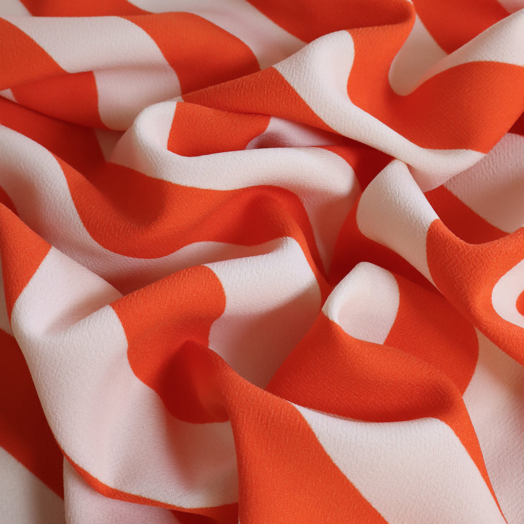Bold Stripe Crepe Deadstock - Tangerine