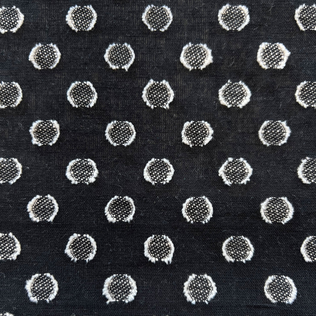 Linen Cotton Clipped Spot Jacquard - Black