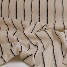 Load image into Gallery viewer, Cotton Linen Double Stripe Print Deadstock  - Black
