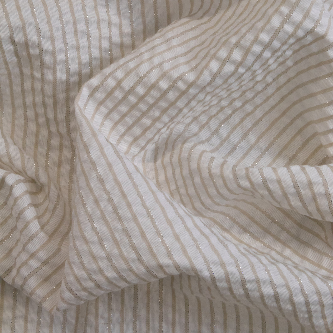 Cotton Lurex Seersucker Stripe Deadstock - Natural