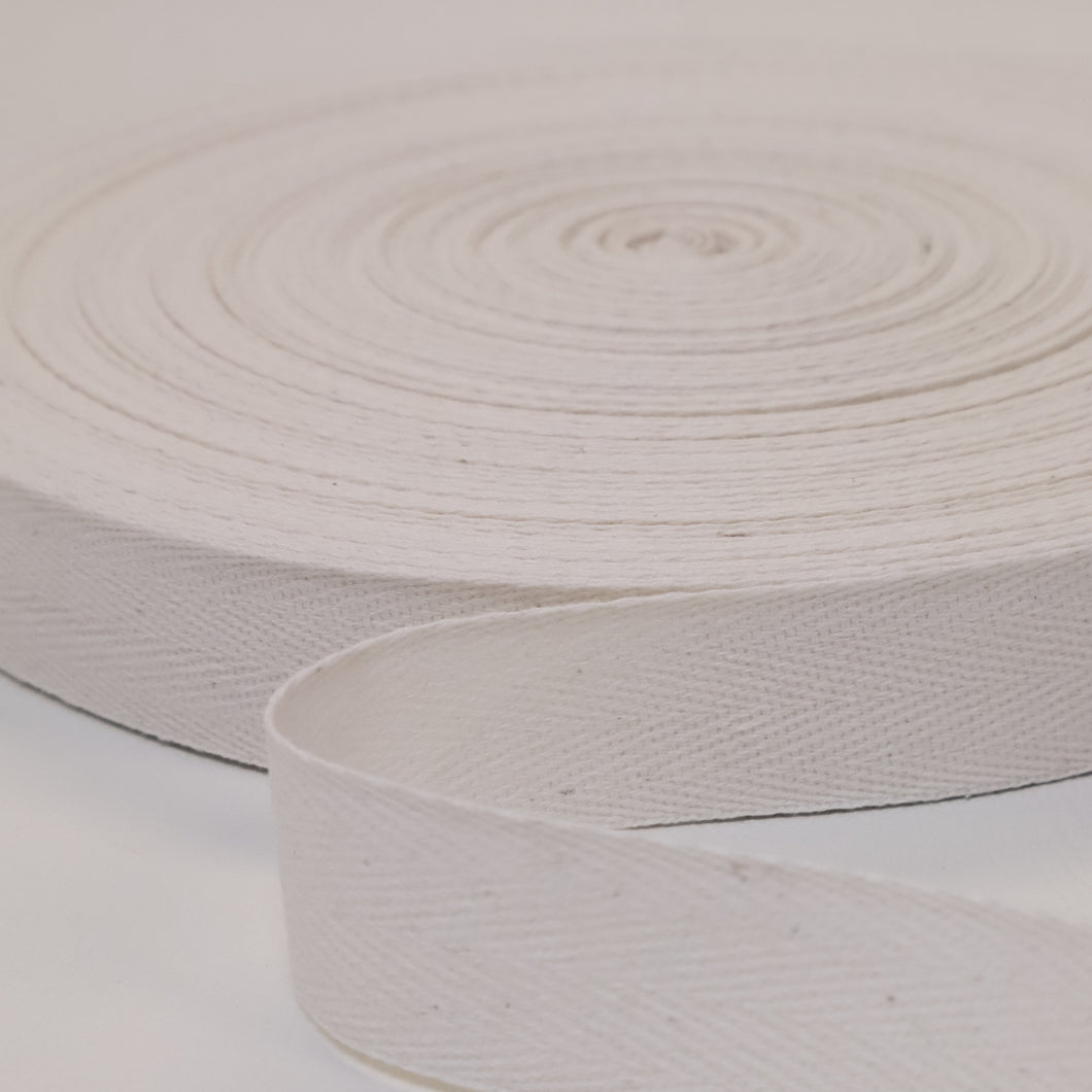 Cotton 25mm Twill Tape  - Natural