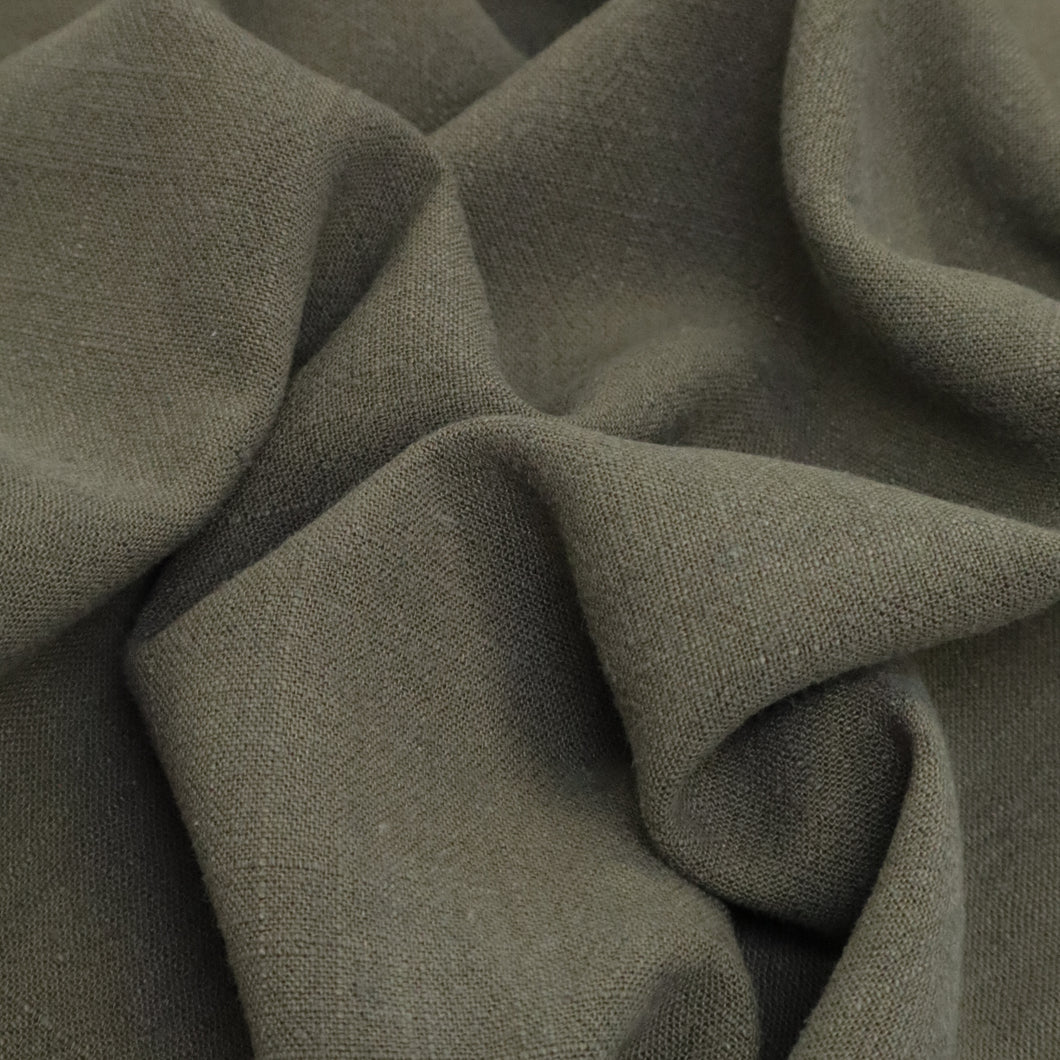 Crosshatch Viscose Linen - Khaki