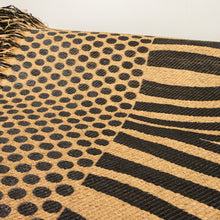 Load image into Gallery viewer, Italian Made Raffia Jacquard with Tassel Edge Designer End - Luca Natural &amp; Black
