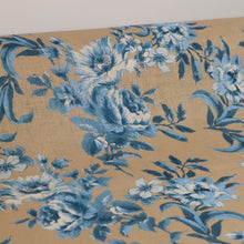 Load image into Gallery viewer, Delancey 100% Linen Print - Blue on Beige Romantic Floral
