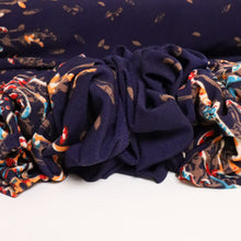 Load image into Gallery viewer, Printed Double Border Stretch Knit - Navy Floral
