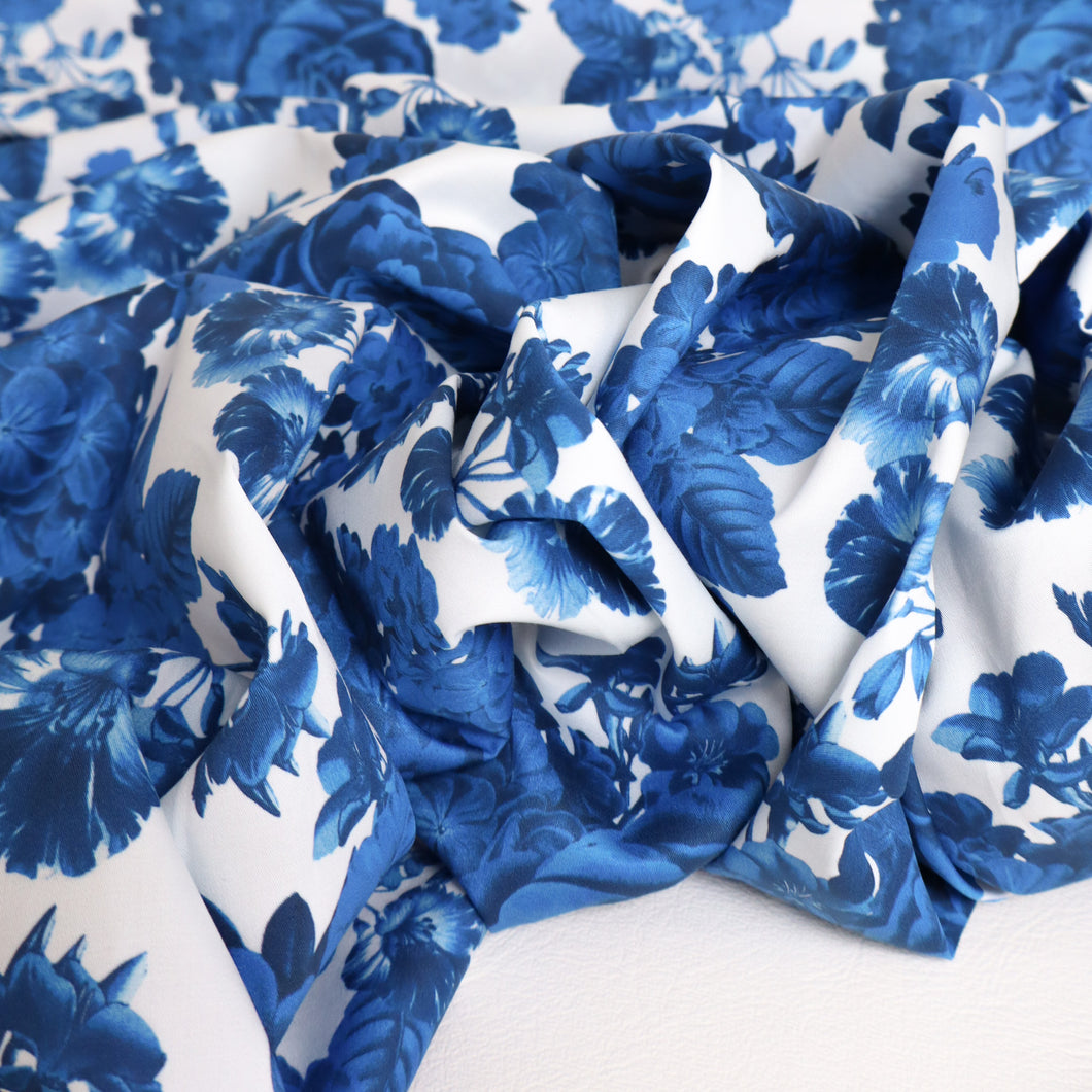 Floral Printed Cotton Poplin Designer End - Bobbi Blue