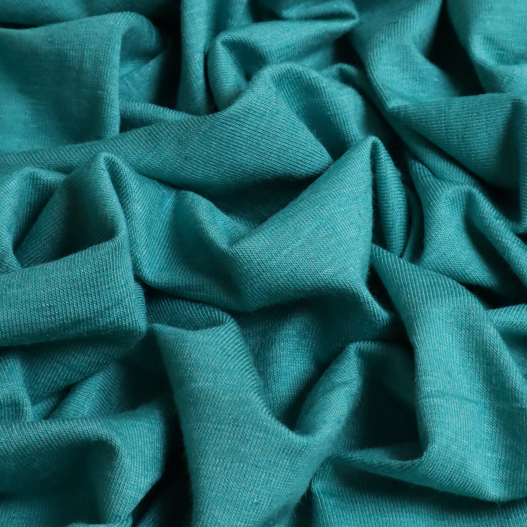 Rayon Linen Spandex Slub Knit - Mermaid
