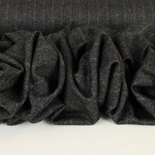 Load image into Gallery viewer, Wool Silk Suiting Designer End Deadstock – Charcoal Herringbone Stripe
