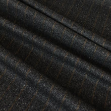 Load image into Gallery viewer, Wool Silk Suiting Designer End Deadstock – Charcoal Herringbone Stripe
