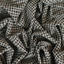 Load image into Gallery viewer, Italian Midweight Stretch Viscose Blend Check - Black &amp; White
