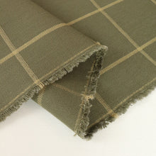 Load image into Gallery viewer, Italian 100% Cotton Windowpane Check Heavy Twill - Sage &amp; Tan
