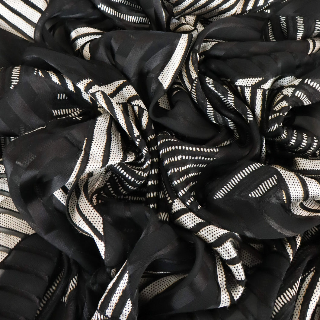 Viscose Silk Devoré Burnout Deadstock - Isolation Black & Silver
